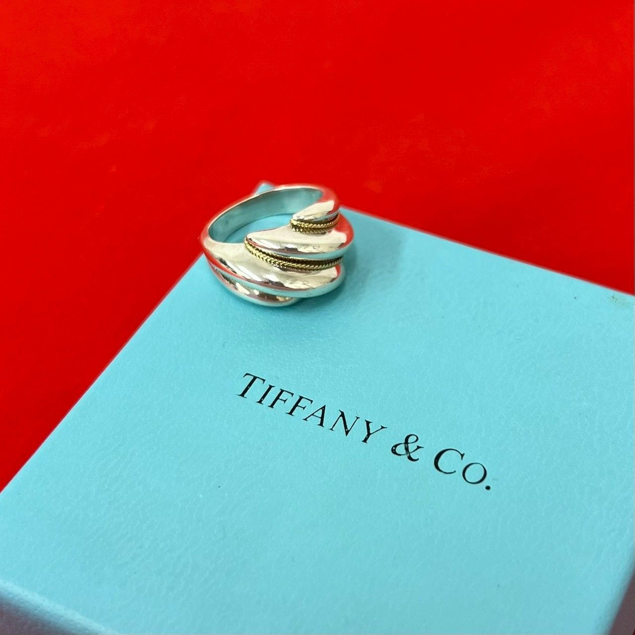 極 美品 TIFFANY&Co. ティファニー ツイスト リング シルバー925 K18