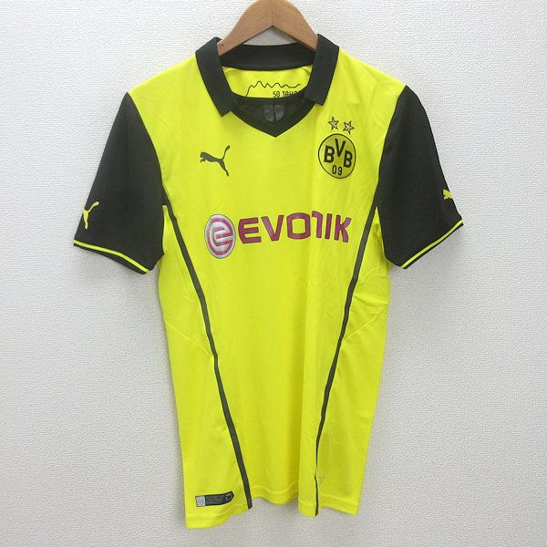 t■ドルトムント/DORTMUND 13/14 UCL 半袖オーセンティックユニフォーム/レプリカ■黄【Ｓ】サッカーmen's/6【中古】