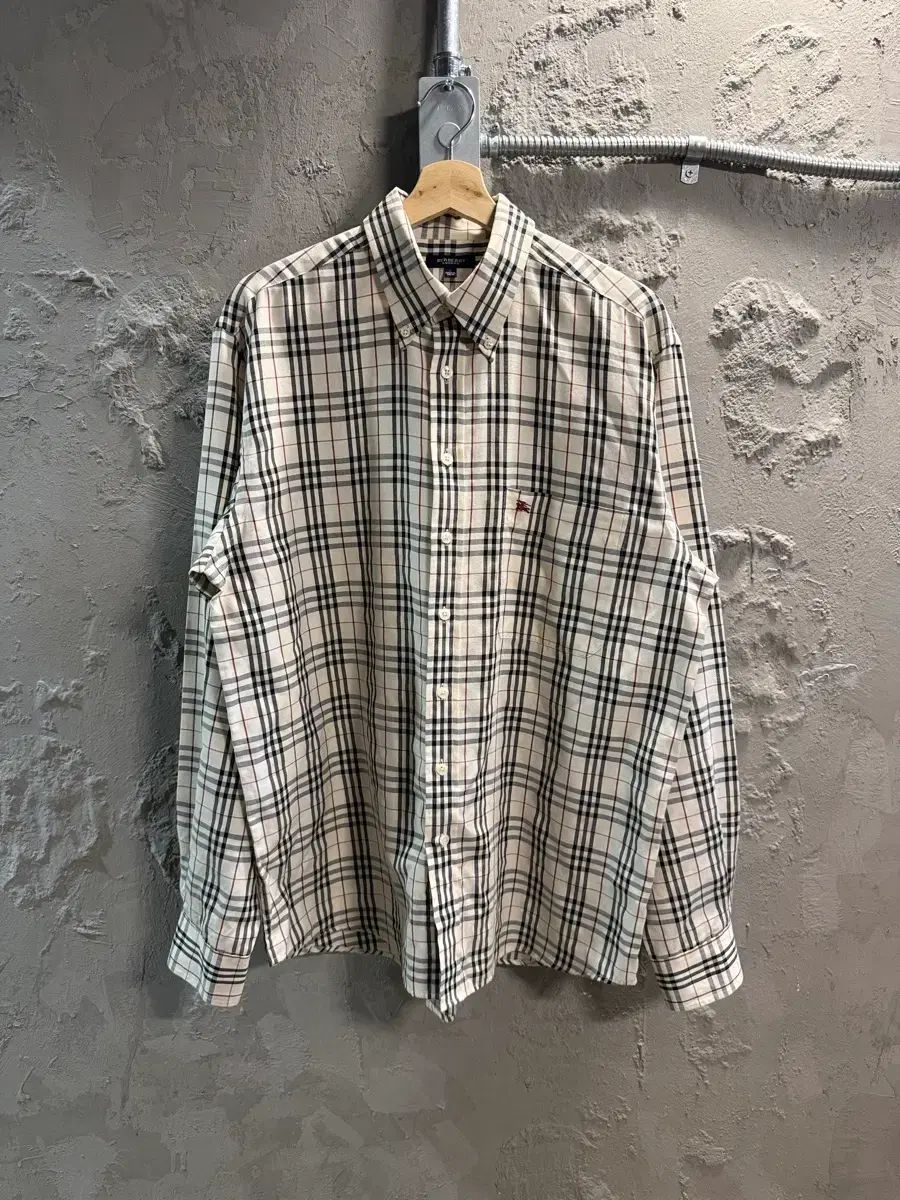 L バーバリー BURBERRY ロンドン ノヴァチェック ボタンダウン シャツ アイボリー