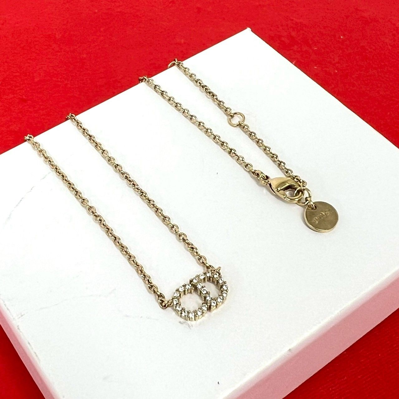 極 美品 Christian Dior クリスチャンディオール CD ロゴ GP ネックレス ペンダント アクセサリー ゴールド 48478