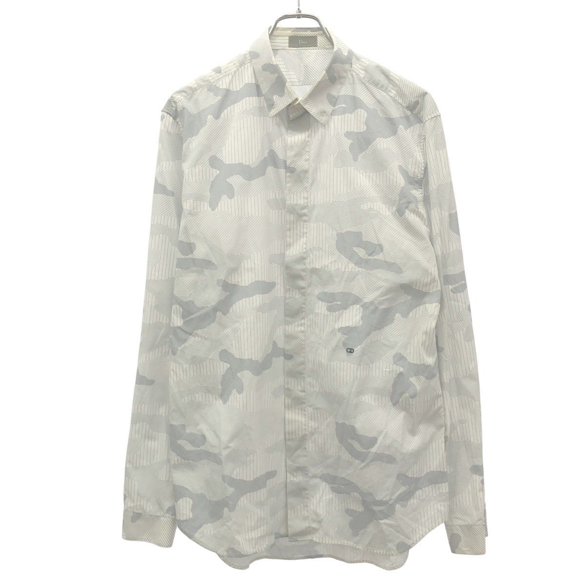 Dior HOMME ディオールオム フライフロントカモフラージュシャツ 663C586Y3604 ホワイト グレー 41