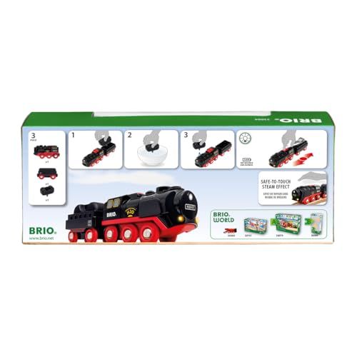 BRIO (ブリオ) 水蒸気がでる！電動きかんしゃ 「バッテリーパワースチームトレイン」 33884 対象年齢 3歳~ 【おもちゃ 玩具 木製おもちゃ 機関車 電動車両 プレゼント（誕生日/クリスマス）】ma 7b0ba4bd