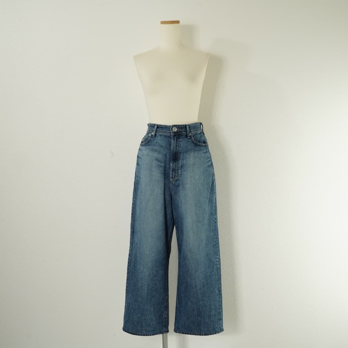 定価2.9万 YANUK ヤヌーク JOAN ジョーン ルーズ ストレート デニム ストレッチ ワイド サイズ25 ブルー