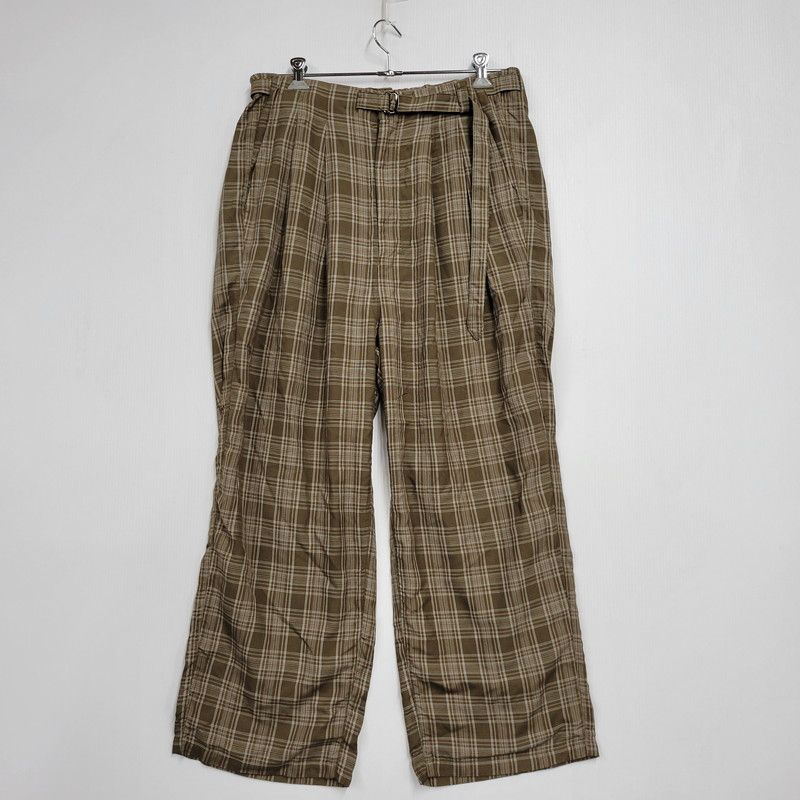 【中古美品】 ANCELLM アンセルム AGING CHECK BELT-LESS SLACKS ANC-PT104 チェック ベルトレス スラックス パンツ 【151-260530-as-10-izu】