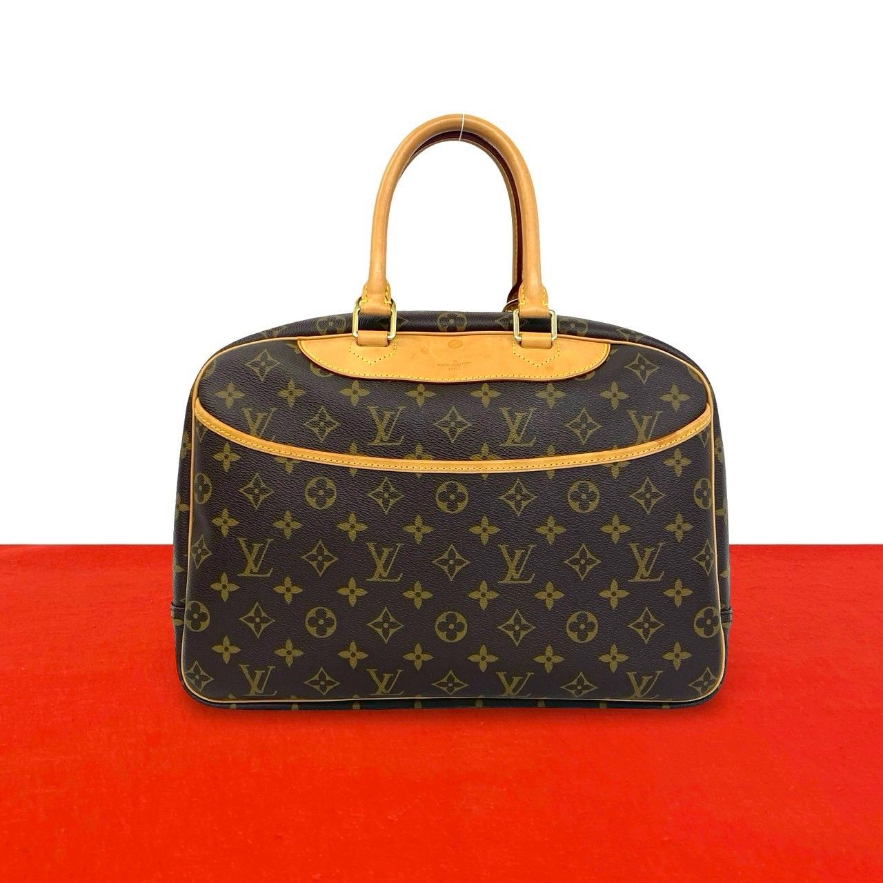 極 美品 LOUIS VUITTON ルイヴィトン ヴィンテージ ドーヴィル モノグラム レザー 本革 ハンドバッグ ボストンバッグ ブラウン 79225