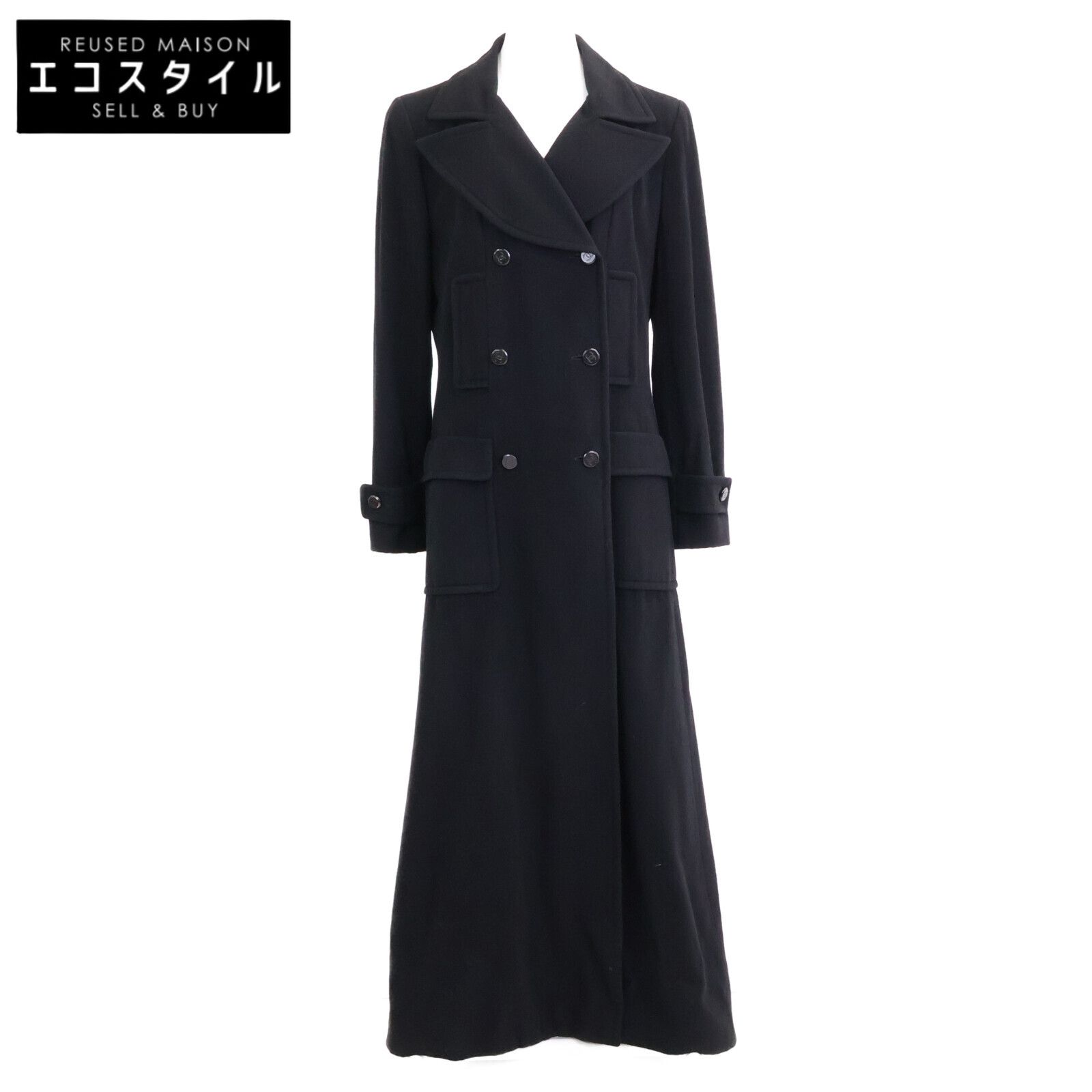 CHANEL シャネル BOUTIQUE カシミヤ ブラック ロングコート 42 CHANEL シャネル 【国内正規】01A P18441V07699 ココマークボタン