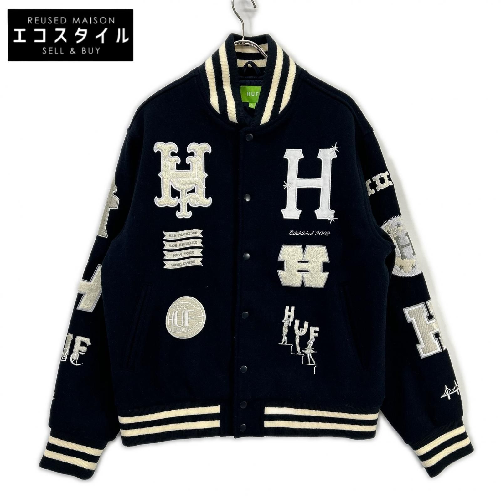 HUF　ハフ　JK00368 ネイビー 20 Year Classic H Varsity スタジアムジャケット　M