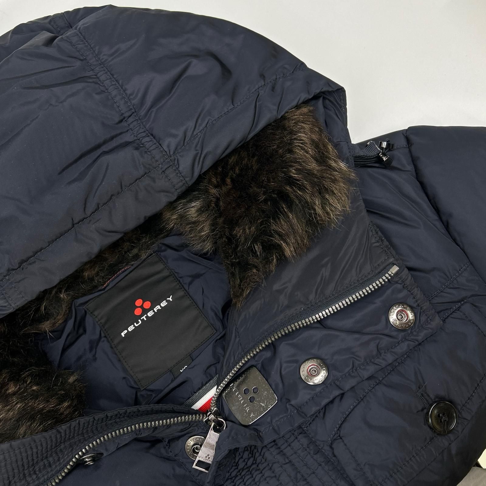 PEUTEREY ピューテリー ネイビー ネックファー ダウンジャケット XS