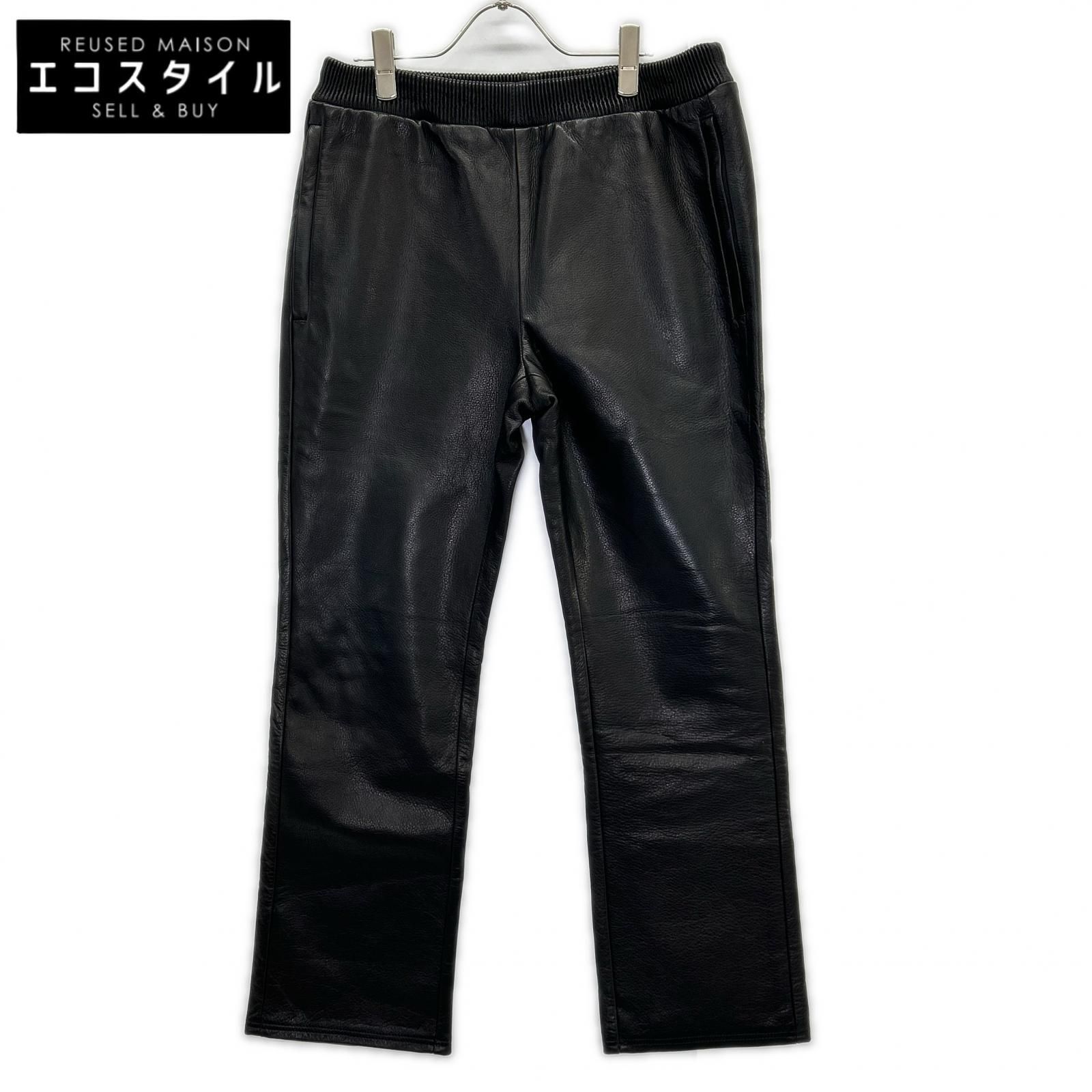 MOSSIR　モシール　MOPT023 ブラック クロム鞣しステアハイド LENDER LEATHER PANTS/ウォッシャブルレザードローストリングパンツ　40