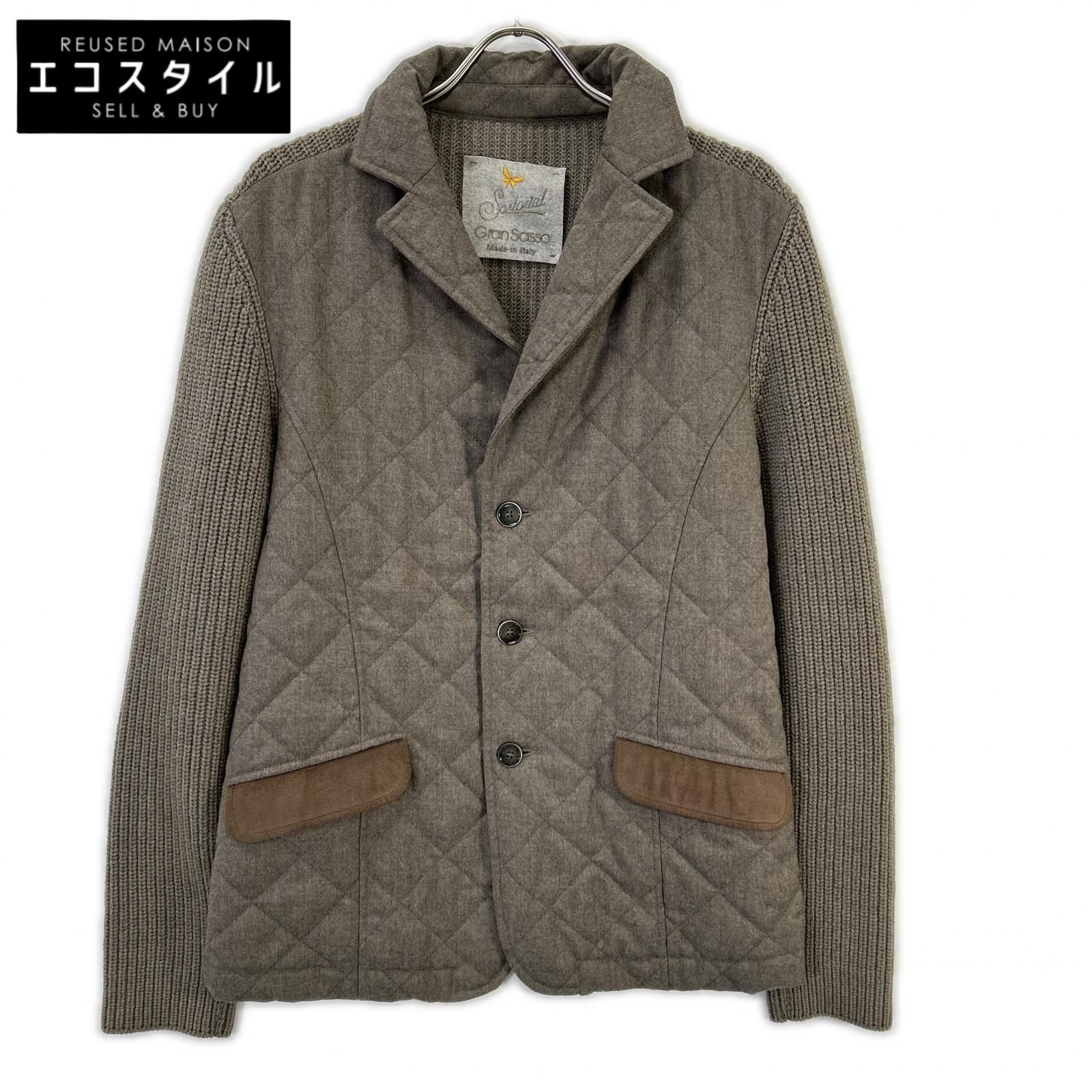 GRAN SASSO　グランサッソ　グレー ニット切替 中綿キルティングジャケット　50