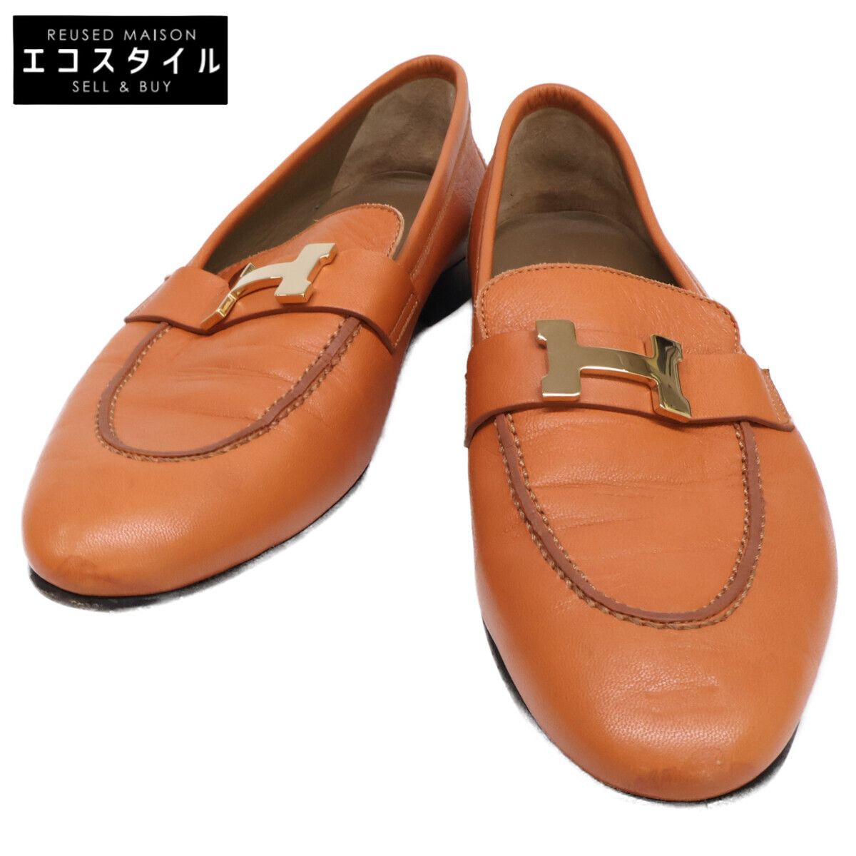 HERMES エルメス Hバックル ローファー 38.5 - メルカリ