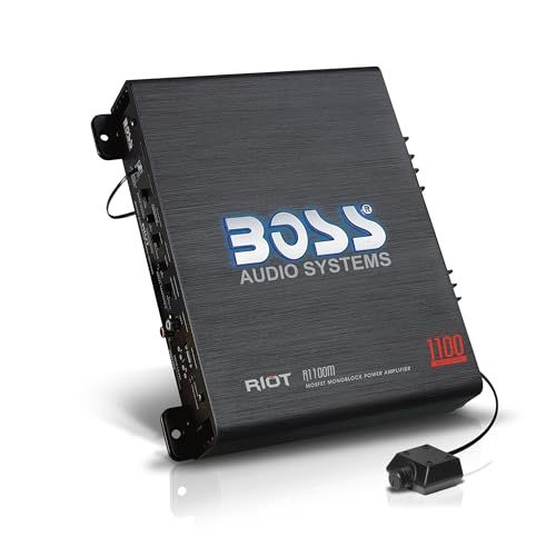 BOSS Audio Systems R1100M ライオットシリーズ カーオーディオ サブウーファーアンプ - 1100W 高出力 一体鋳造型 A/B級 安定した2/4オーム駆動 ロー/ハイレベルインプット ローパスクロスオーバー MOSF d2ce8719