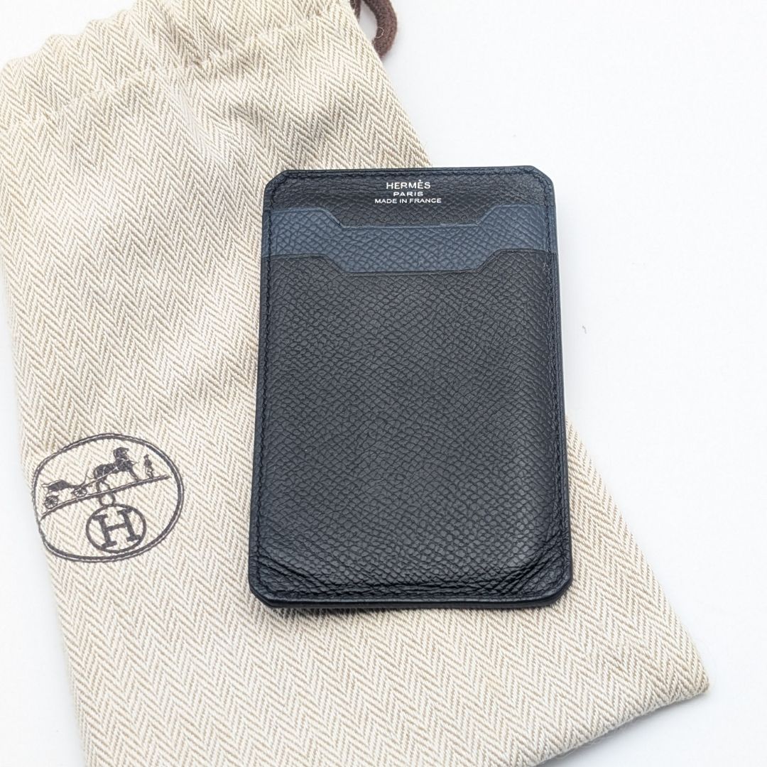 美品 エルメス 3CC シティ ヴォーエプソン レザー ブラック×ネイビー カードケース 名刺入れ