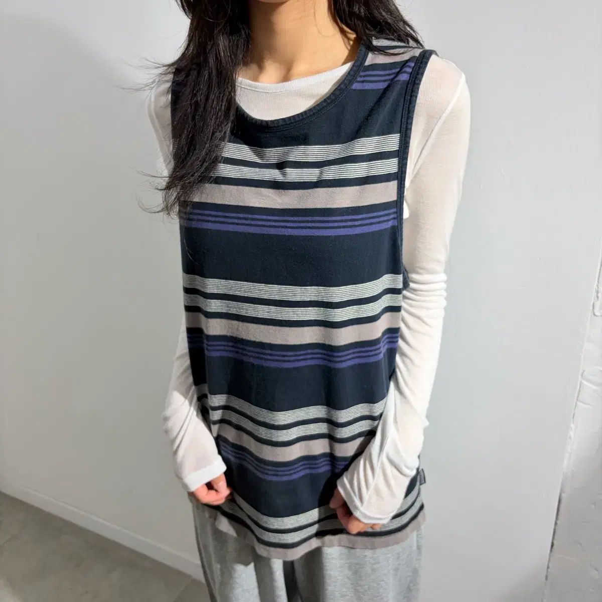 00s Stussy Authentic ストライプ ノースリーブ スリーブレス