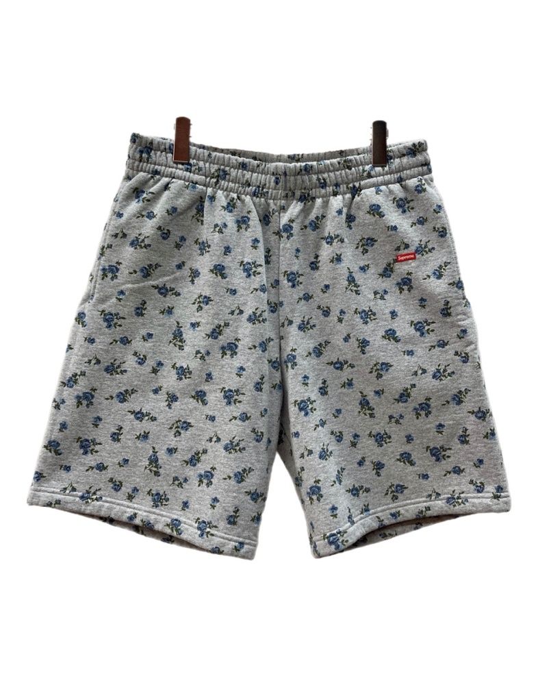 シュプリーム SUPREME 23AW Small Box Sweatshort Flowers スモール ボックス スウェット ショーツ フラワー 短パン 裏起毛 灰 総柄 ハーフパンツ グレー Mサイズ 104MB-563