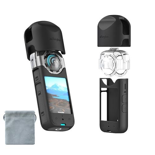 TOMGDRACO【4セット】for Insta360 X3対応シリコンケース 曇り止めレンズガード+本体シリコンケース+レンズキャップ+収納バッグ 全面保護 傷防止 落下防止 防塵 汚れ防止 耐久性保護カバー Insta360 X3アクセサ d2185666