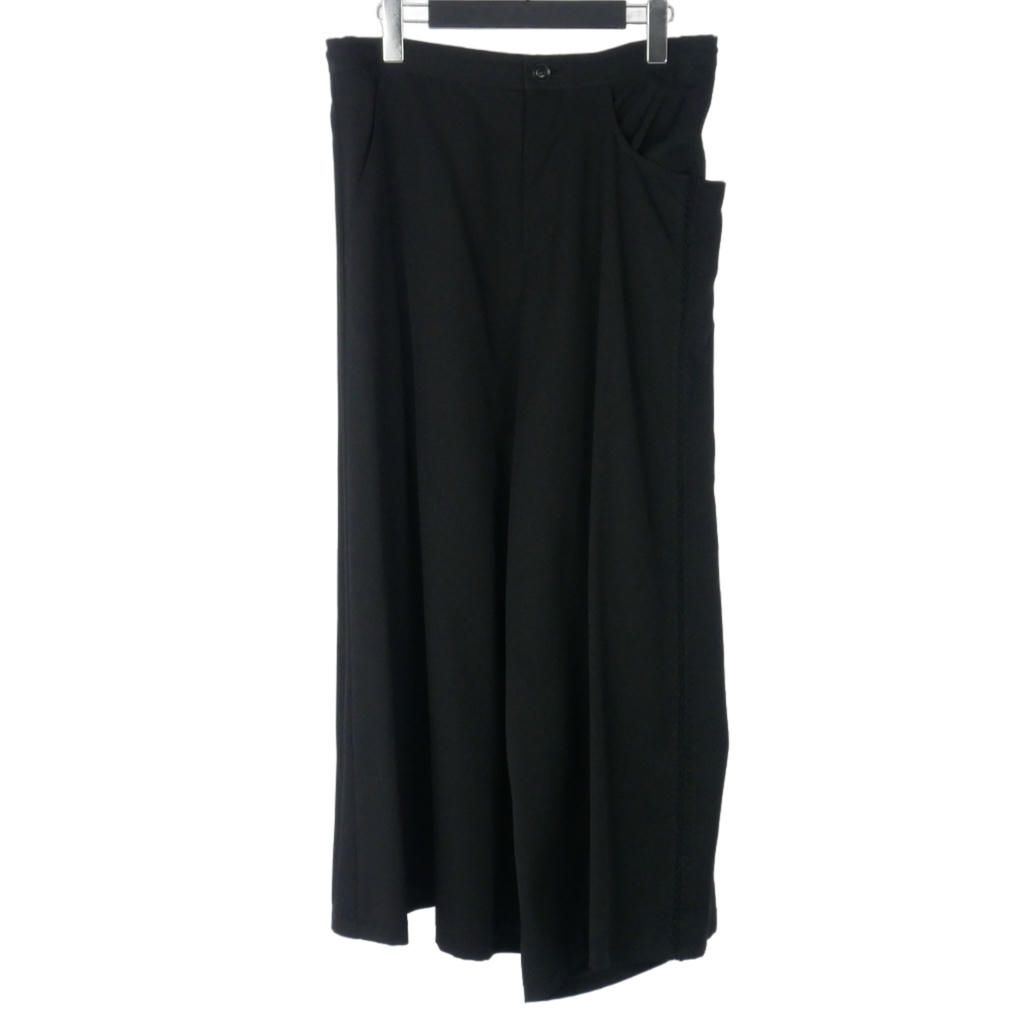 ワイズ Y's 17AW サイドステッチ ワイドパンツ スカートライク ウールギャバ 3 黒 ブラック YK-S07-100