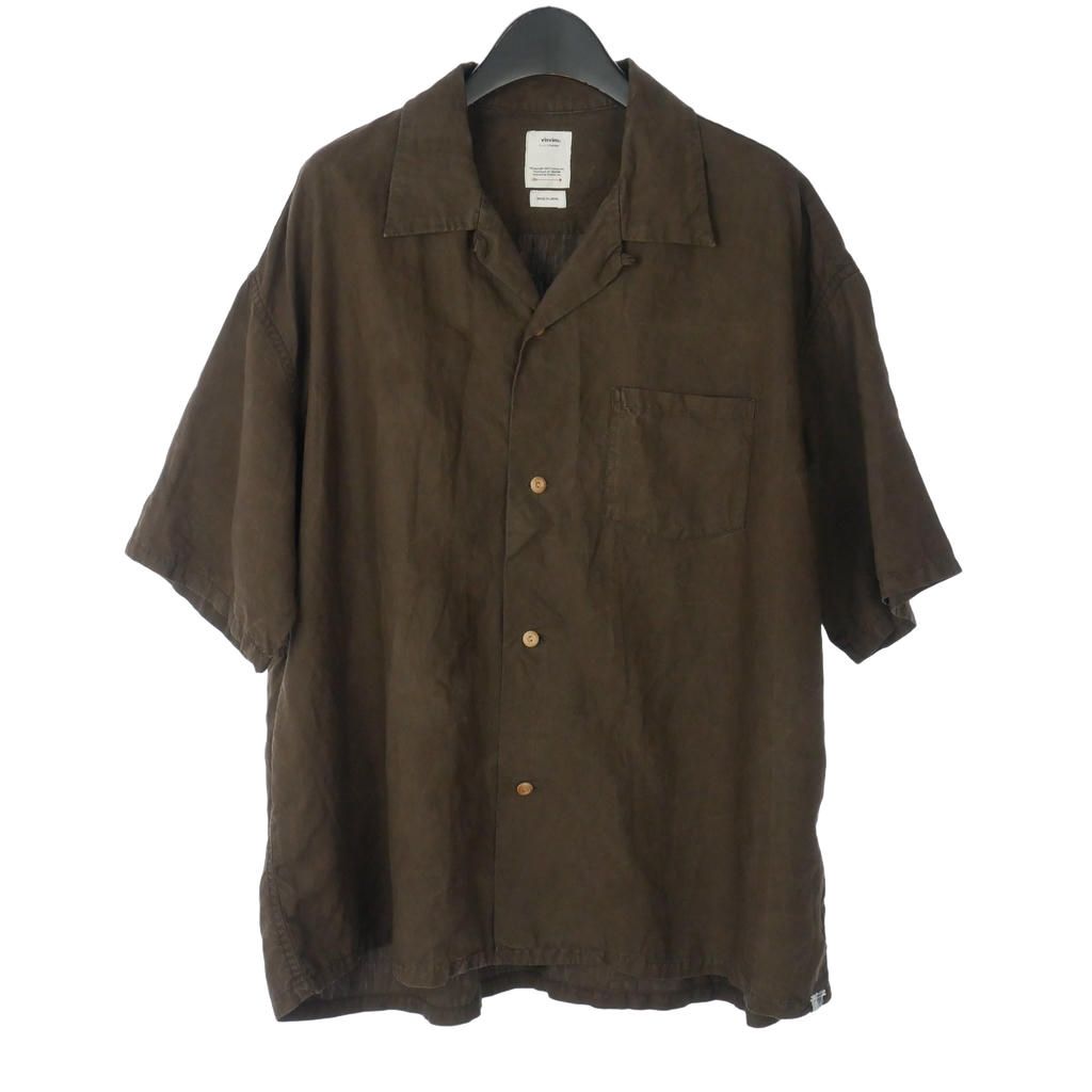 ビズビム VISVIM Product Introspection: Natural Dye CROSBY SHIRT S/S ロンハーマン別注 泥染め 開襟シャツ リネン 半袖 4 茶 ブラウン 0123305011001