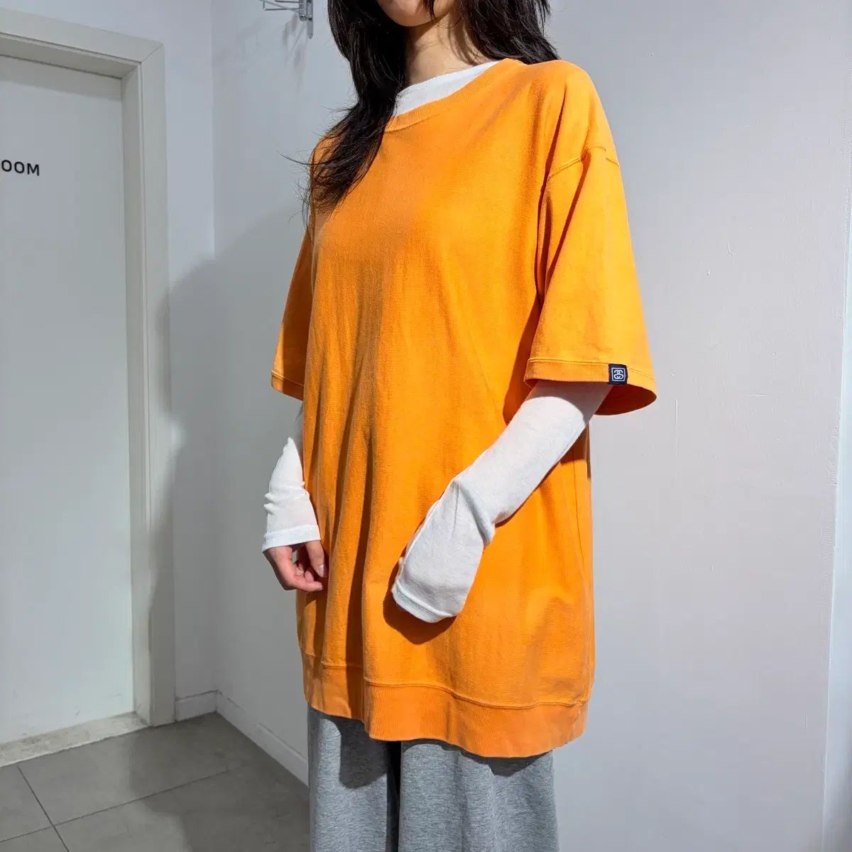90s STUSSY ステューシー オレンジ 半袖 スウェット Tシャツ