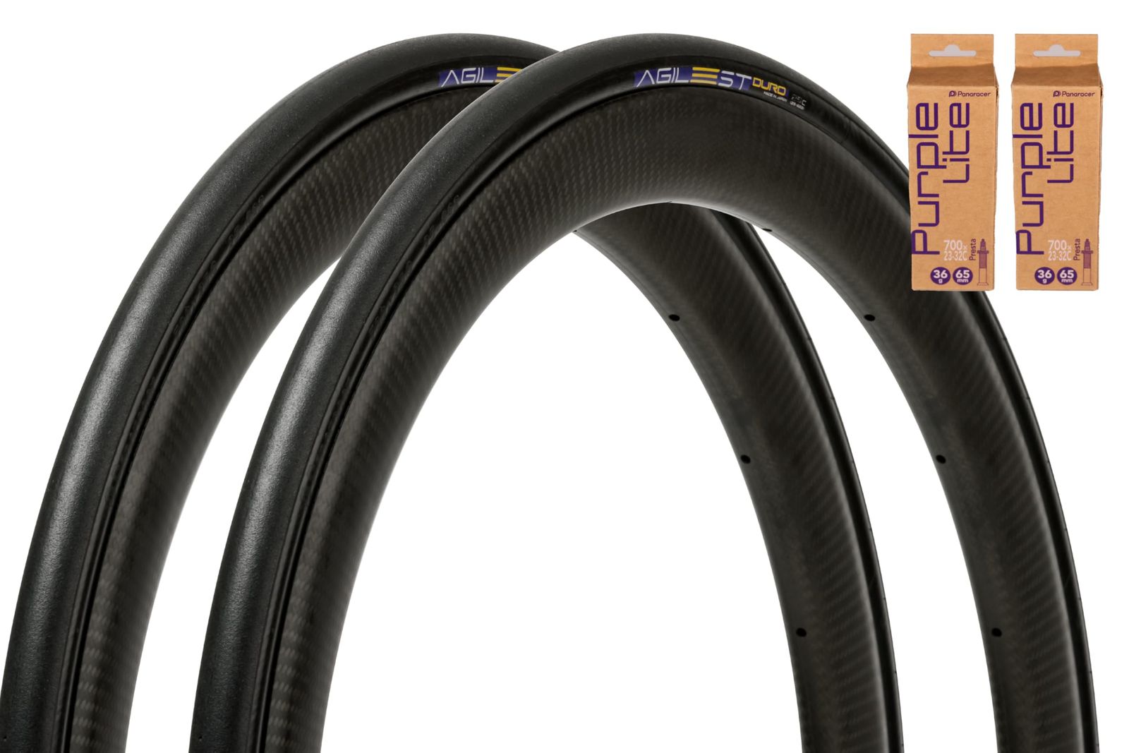 特価商品 [セット] パナレーサー(Panaracer) アジリスト DURO 2本セット 700×23C 黒 + パープルライト 超軽量TPUチューブ
