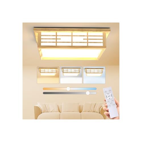 Antree Ledシーリングライト 12畳 50W 和風 四角 木目調 調光調色 天井照明器具 6500LM 省エネ 目に優しい Ceiling light 常夜灯 リモコン付き スマホAPP操作 5年保証 和室/寝室/書斎/リビング/玄関/台所/ 国内発送