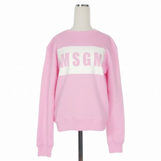 エムエスジーエム MSGM Box Logo Sweatshirt ロゴプリント スウェット トレーナー 長袖 XS ピンク 2642MDM196 国内正規