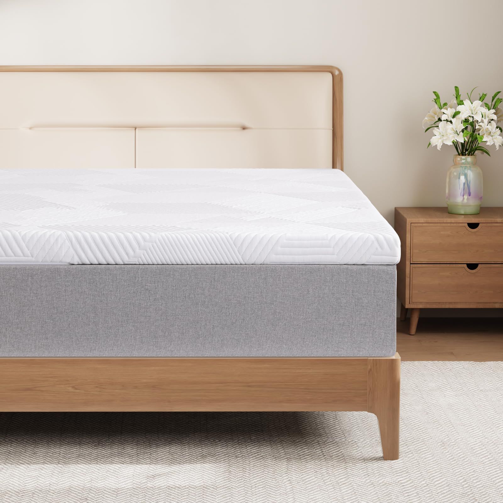 トッパーマットレス シングル 厚さ5cm 高反発 硬さ180N 敷布団 高通気性 洗えるカバー 収納便利 布団の上 97x195x5CM ホワイト★m 589f21f1