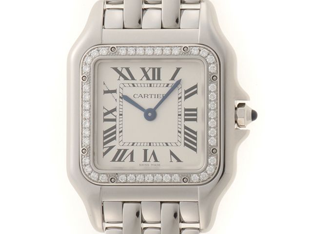 CARTIER カルティエ ウォッチ パンテール ドゥ カルティエMM・ダイヤベゼル 時計 W4PN0008 腕時計 ステンレス シルバー レディース【中古】431