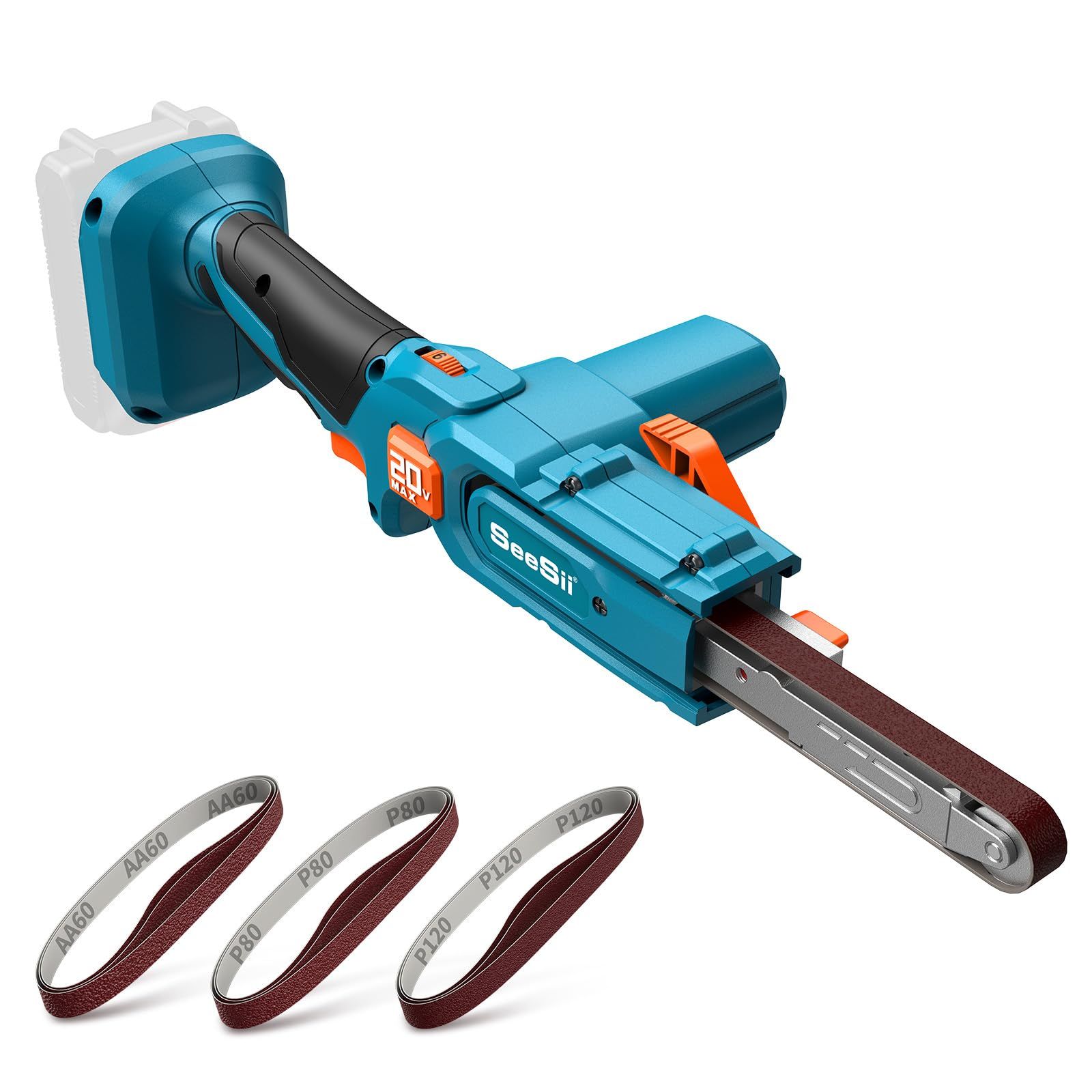 SEESII 電動サンダー 充電式サンダー ベルト 13mm 9枚研磨ベルトサンドペーハ 6段階調速 マキタ18vバッテリー対応 日本語取扱説明書（充電器・バッテリー別売り）(沖縄・離島の方発送不可）) 16b8534a