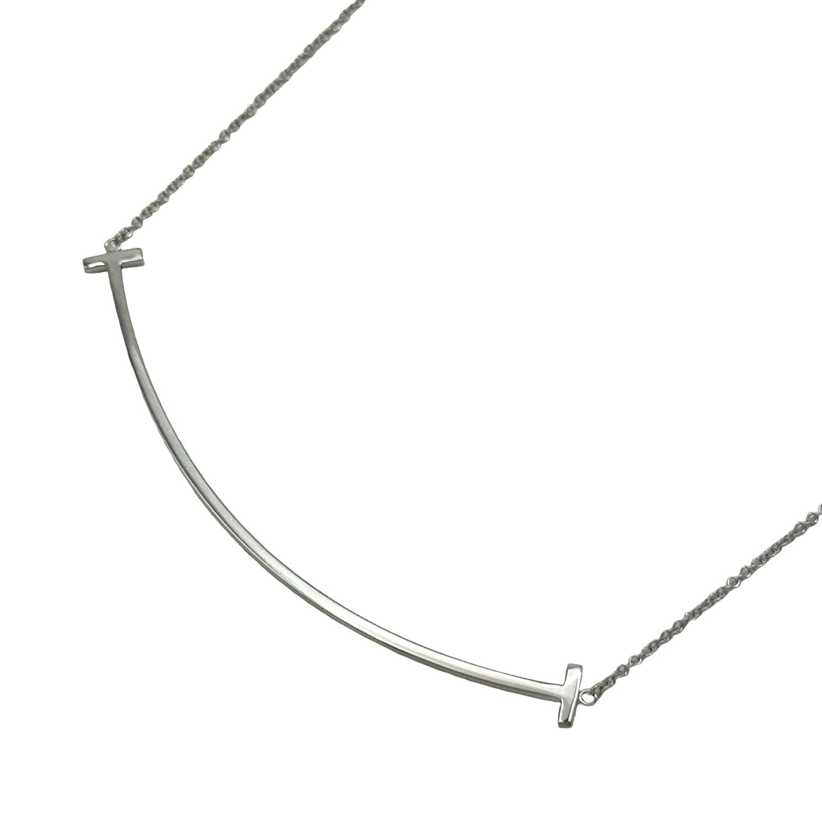 ティファニー TIFFANY&CO Tスマイルネックレスラージ ホワイトゴールド Au750 ジュエリー