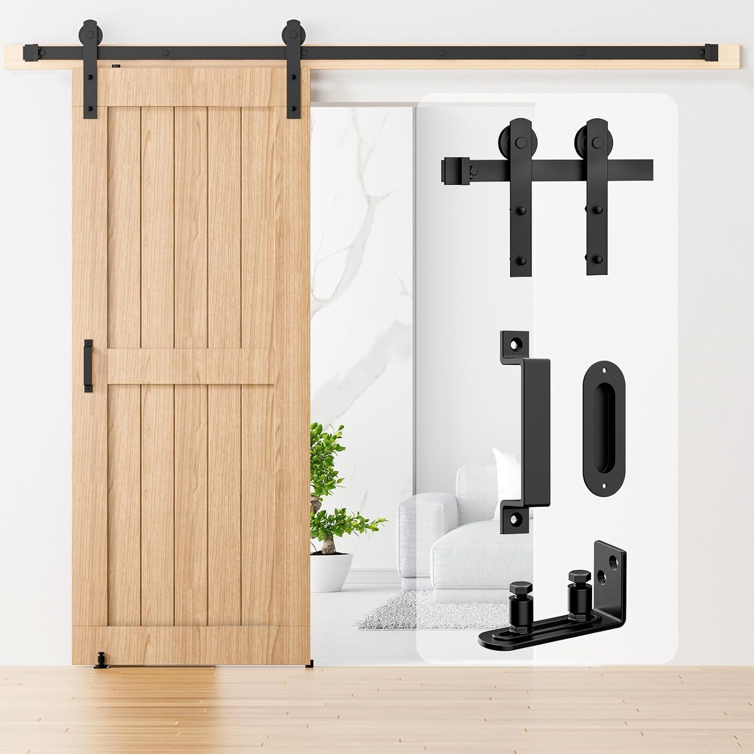 Signstek 吊り引き戸レール バーンドア金具 5FT/1.53m リフォーム建具 引戸レール 扉引戸 簡易 室内 木製 引き違いドア 引き扉 DIY 建具金物 アルミレール シングル片開き扉 トラックレール 片引き戸 I型 4段式 ブラ 4c226749