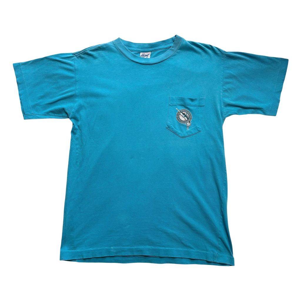 90s MLB Florida Marlins ポケットTシャツ 1994年 当時物 野球 ヴィンテージ ターコイズブルー M マイアミマーリンズ