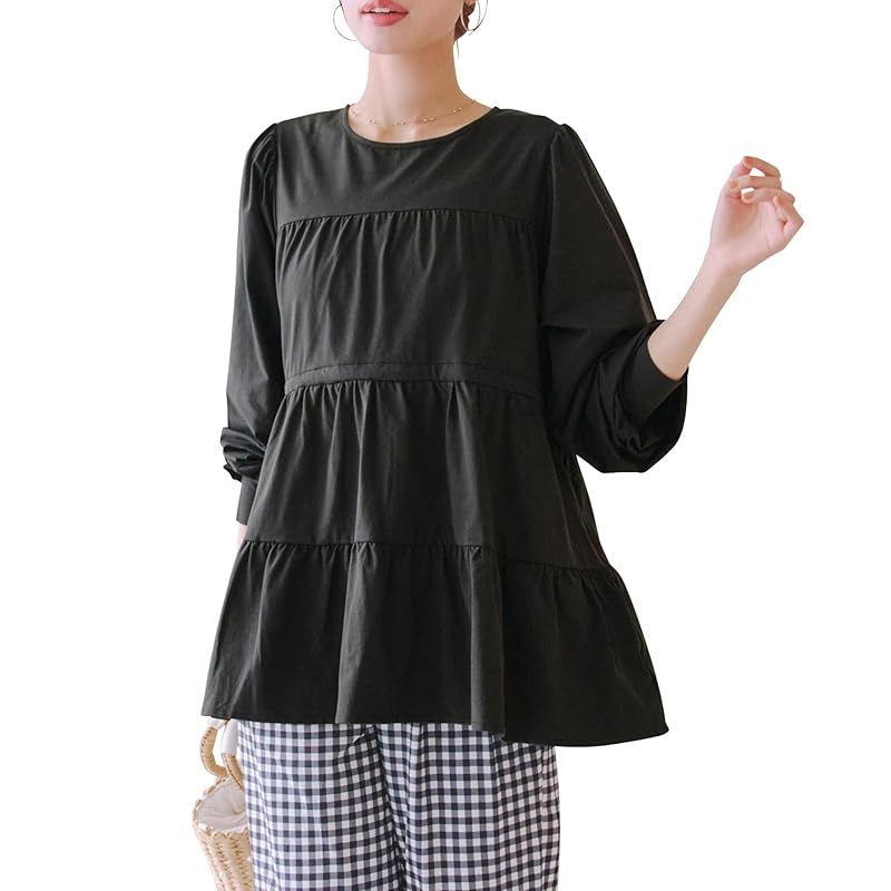 【新品】 [神戸レタス][ ラッシュガード ] ティアード トップス 長袖 水着 夏 夏服 紫外線対策 UVカット プール 海 [S223] M プルオーバー スミクロ