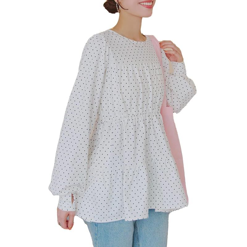 【新品】 [神戸レタス][ ラッシュガード ] ティアード トップス 長袖 水着 夏 夏服 紫外線対策 UVカット プール 海 [S223] M プルオーバー ドットエクリュ