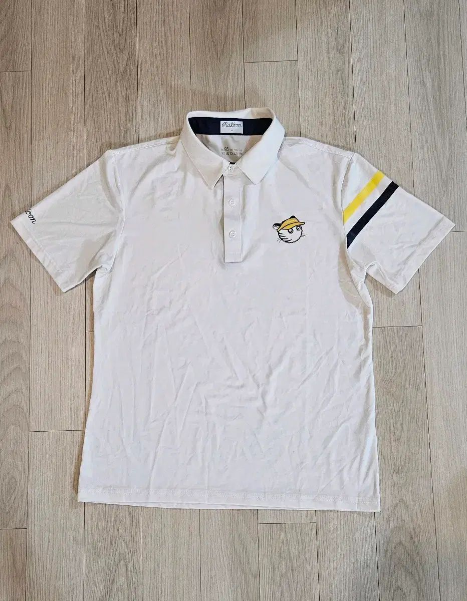 MALBON GOLF マルボンゴルフ 半袖 カラーTシャツ 白 黄色 LINE 95 バスト50