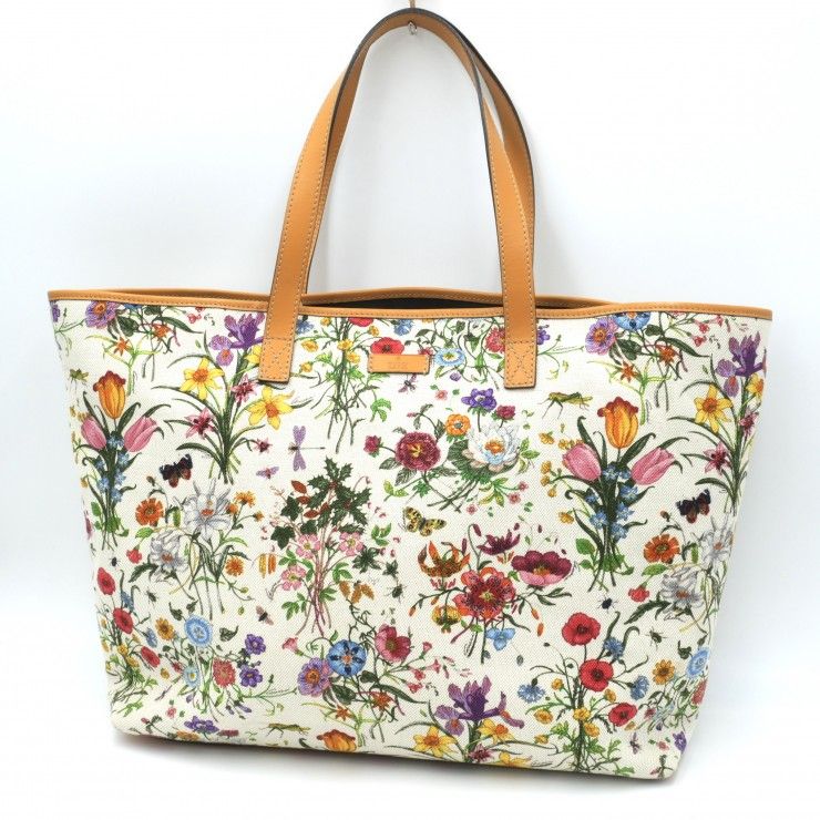 GUCCI（グッチ）フローラ トートバッグ フラワープリント キャンバス レザー マルチカラー レディース 257245【中古】 35,737円