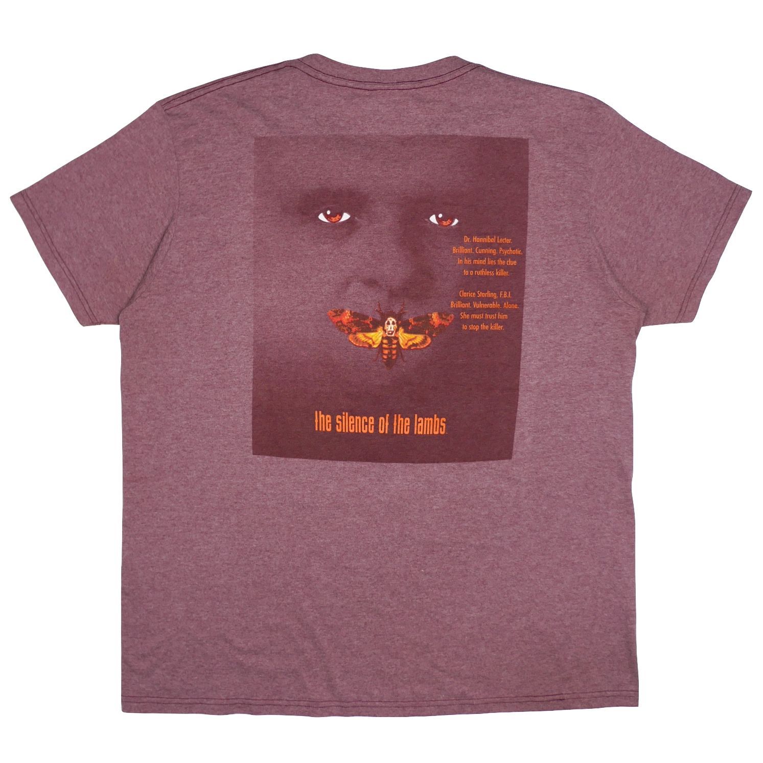 【XL】映画 SILENCE OF THE LAMBS 羊たちの沈黙 ポスター Tシャツ ハンニバル・レクター HANNIBAL THE CANNIBAL アンソニー・ホプキンズ 殺人鬼レクター博士 メンガタスズメ ドクロ街 ダリ