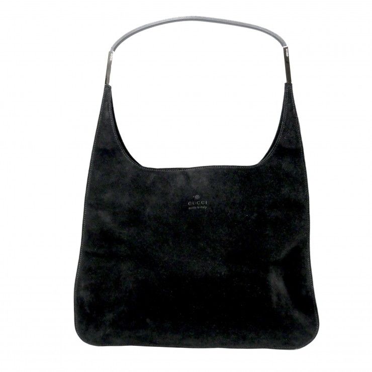 GUCCI(グッチ)スエード ワンショルダーバッグ ハンドバッグ ブラック シルバー金具 レディース 001.3167【中古】