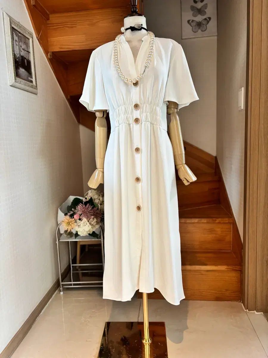 白 半袖 ロング ONE PIECE ZARA m