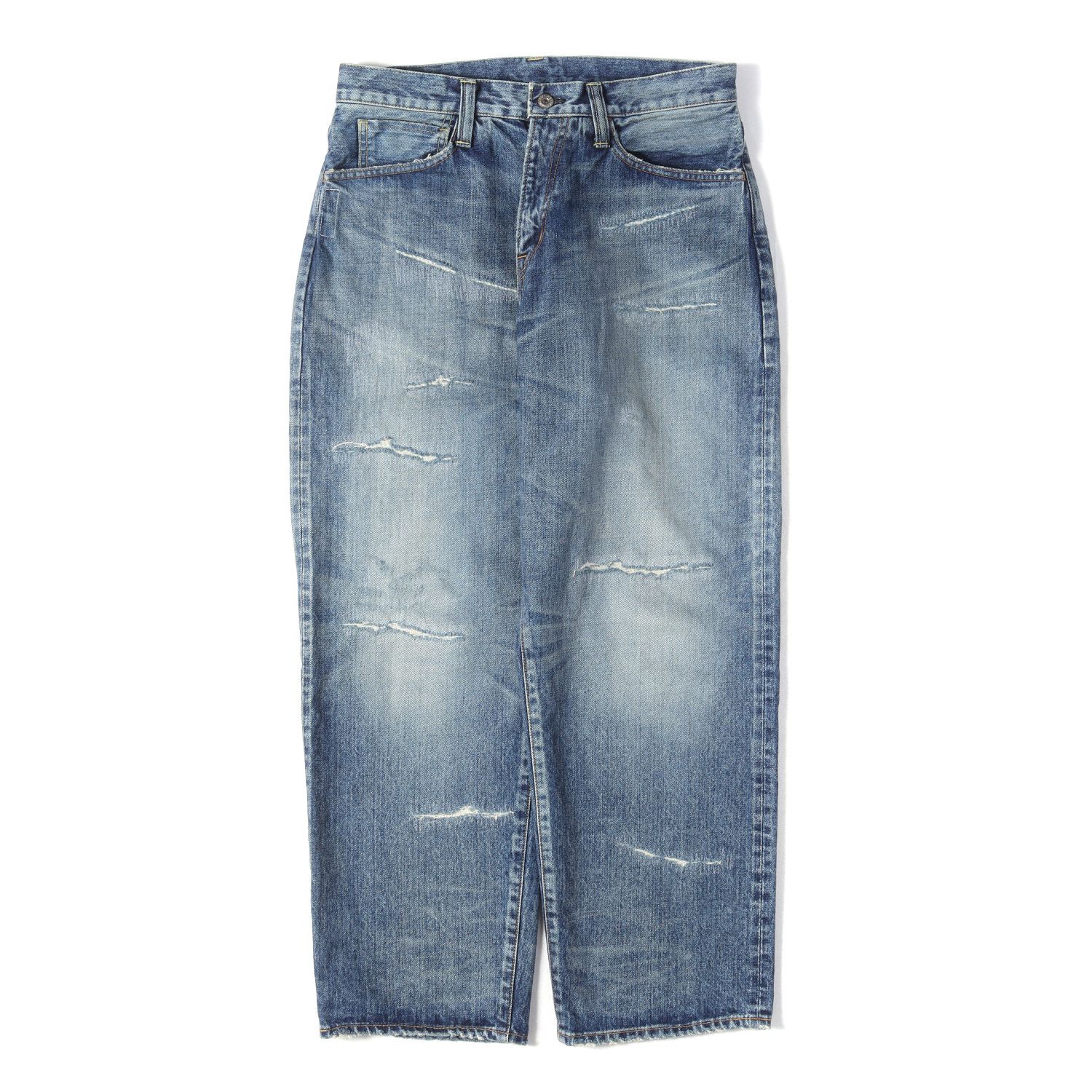 【美品】SEQUEL シークエル パンツ インディゴ サイズ:M | 23AW fragment design ダメージリペア加工 デニムパンツ (DAMAGE DENIM PANTS) | ボトムス ジーンズ ジーパン【メンズ】【中古】