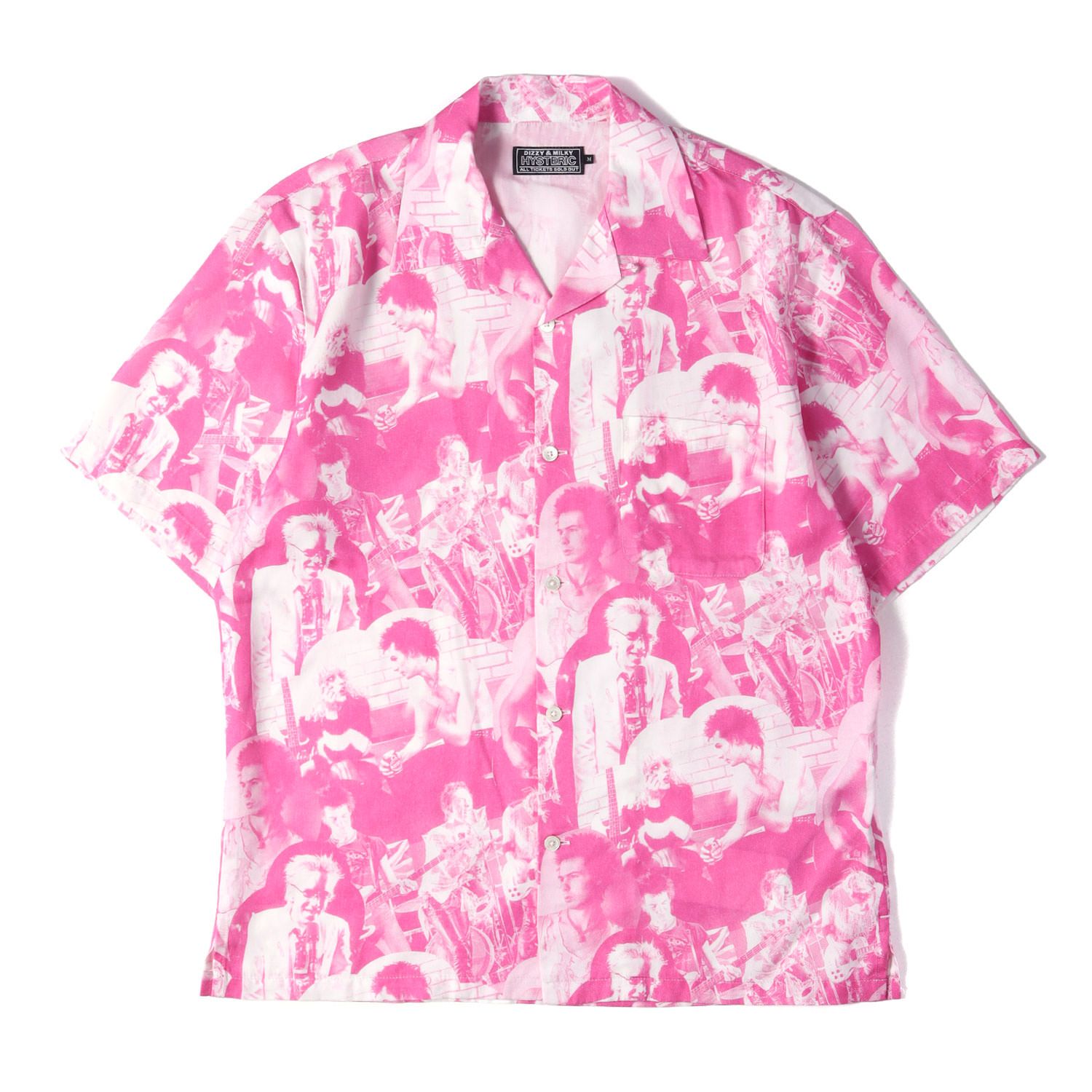 新品 タグ付き ヒステリックグラマー 総柄シャツ メンズL 日本製 定価2.4万 美品】HYSTERIC GLAMOUR ヒステリックグラマー シャツ ピンク サイズ:M