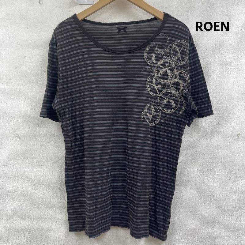ロエン 日本製 メッセージ デザイン ボーダー柄 Tシャツ 08mrt-14 メンズ 3 ISItems【USED】【古着】【中古】50160394