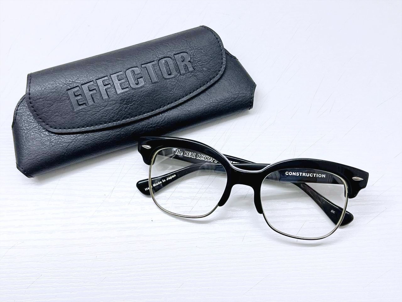 レア　美品　EFFETOR　The REAL McCOY’S　エフェクター　 リアルマッコイズ　コラボ　CONSTRUCTION コンストラクション　ハーフリム　メガネ　黒