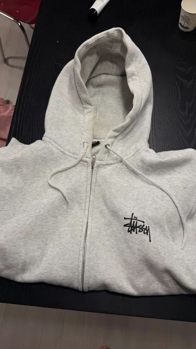 STUSSY フードジップアップ ライトグレー