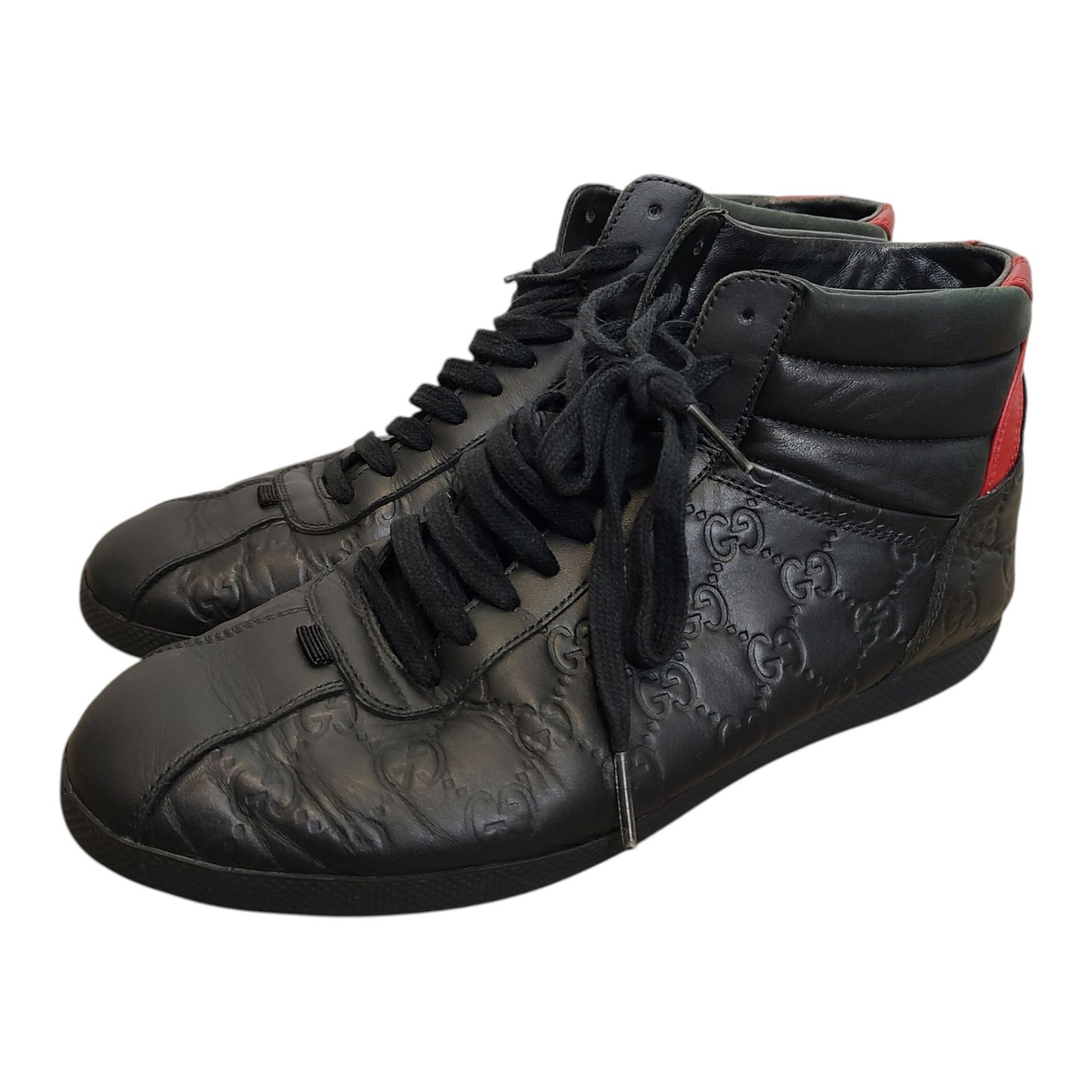 GUCCI グッチ Signature High GGスプリーム ハイカット レザー スニーカー 450886 7 2/1 ブラック メンズ