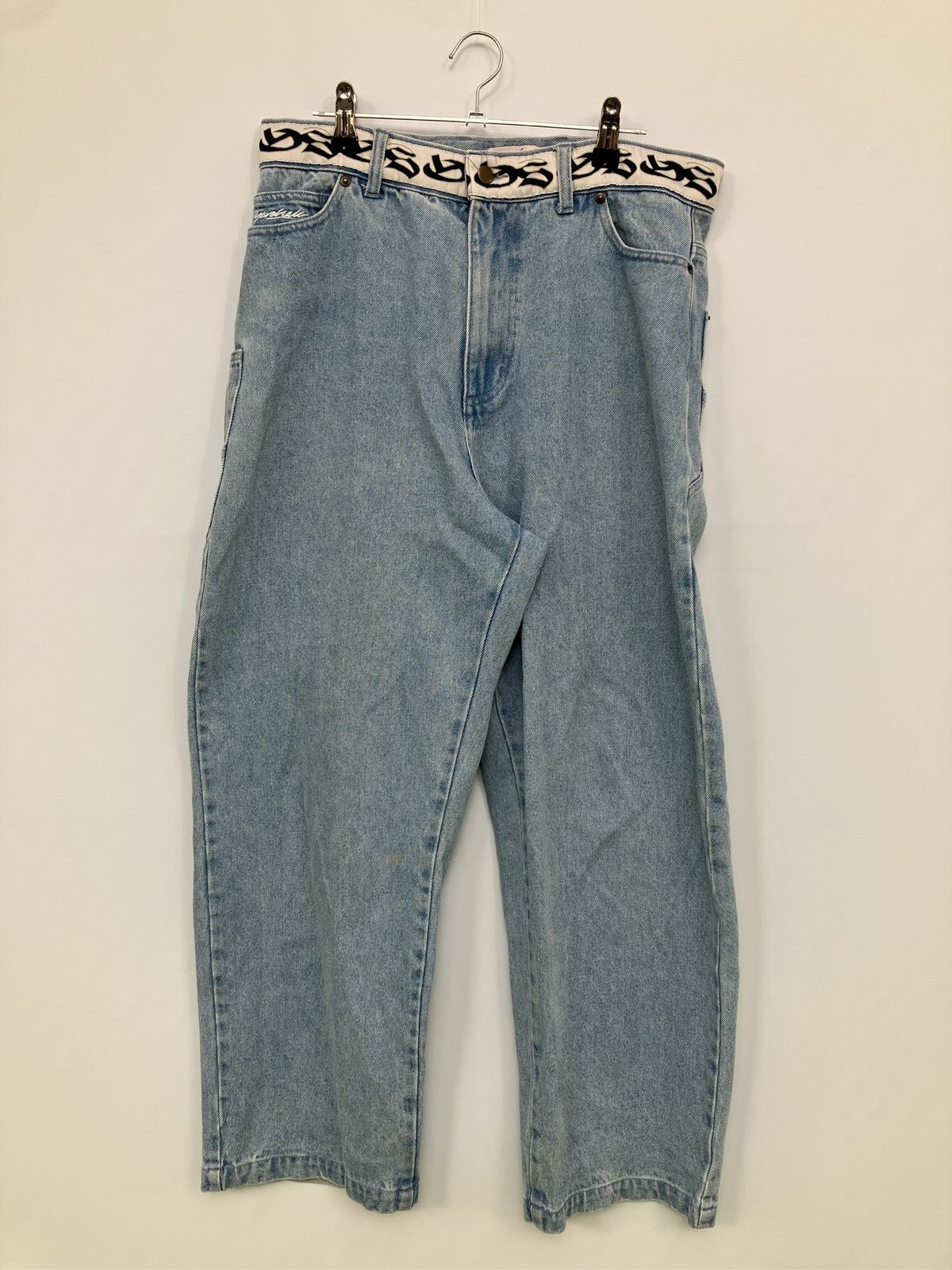 YARDSALE ヤードセール デニムパンツ S ブルー フルレングス 無地 ワイド・ルーズ ストレート レギュラー リジッド・ワンウォッシュ メンズ レディース