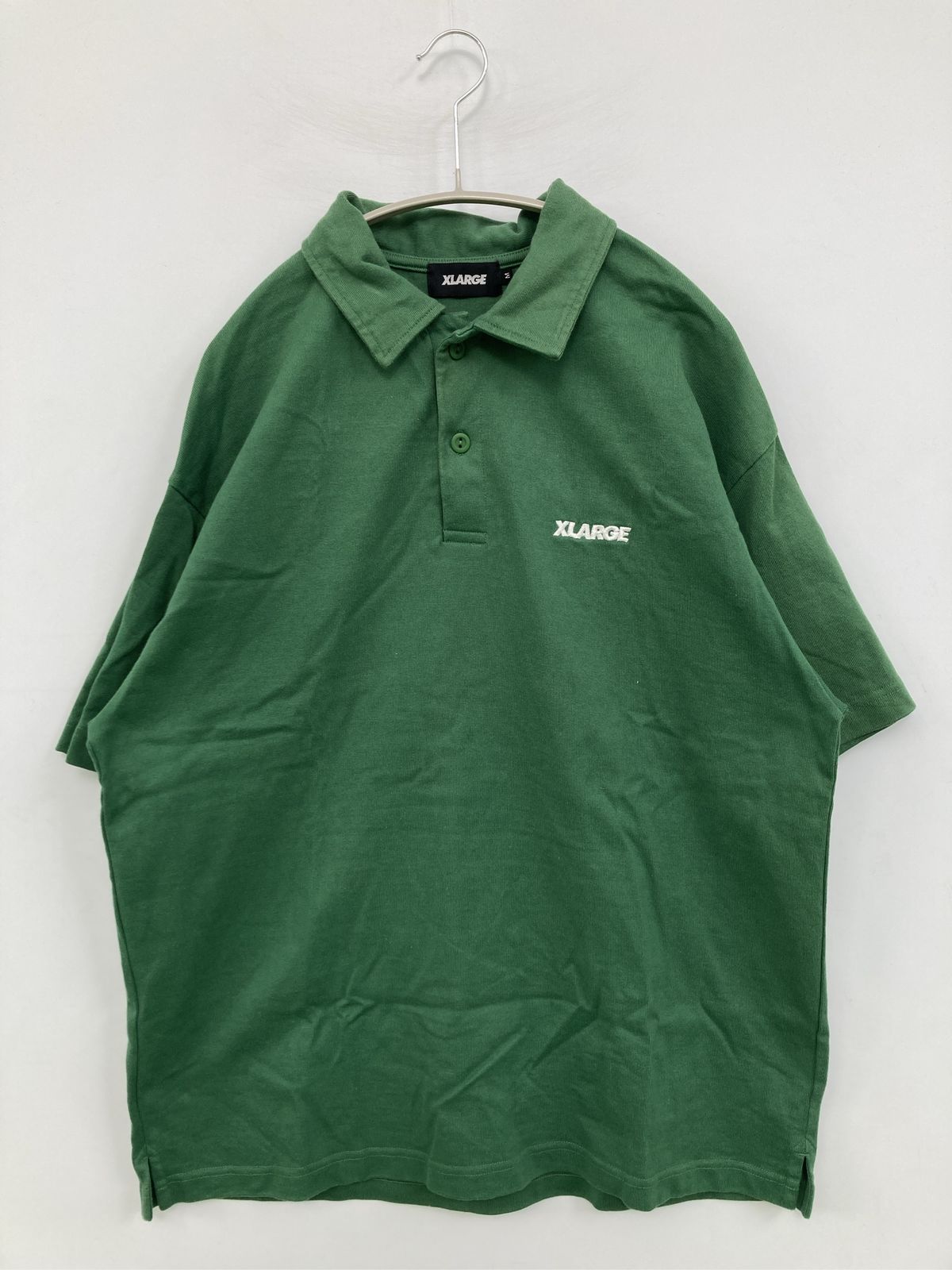 XLARGE エクストララージ ポロシャツ M グリーン 無地 ワンポイント ブランドロゴ 半袖 メンズ