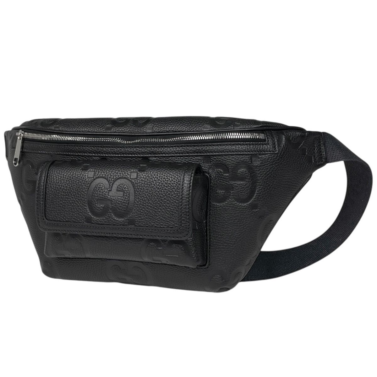 グッチ GUCCI ジャンボGG ベルトバッグ ウエストポーチ GG柄 ボディバッグ レザー ブラック 645093 レディース 【中古】
