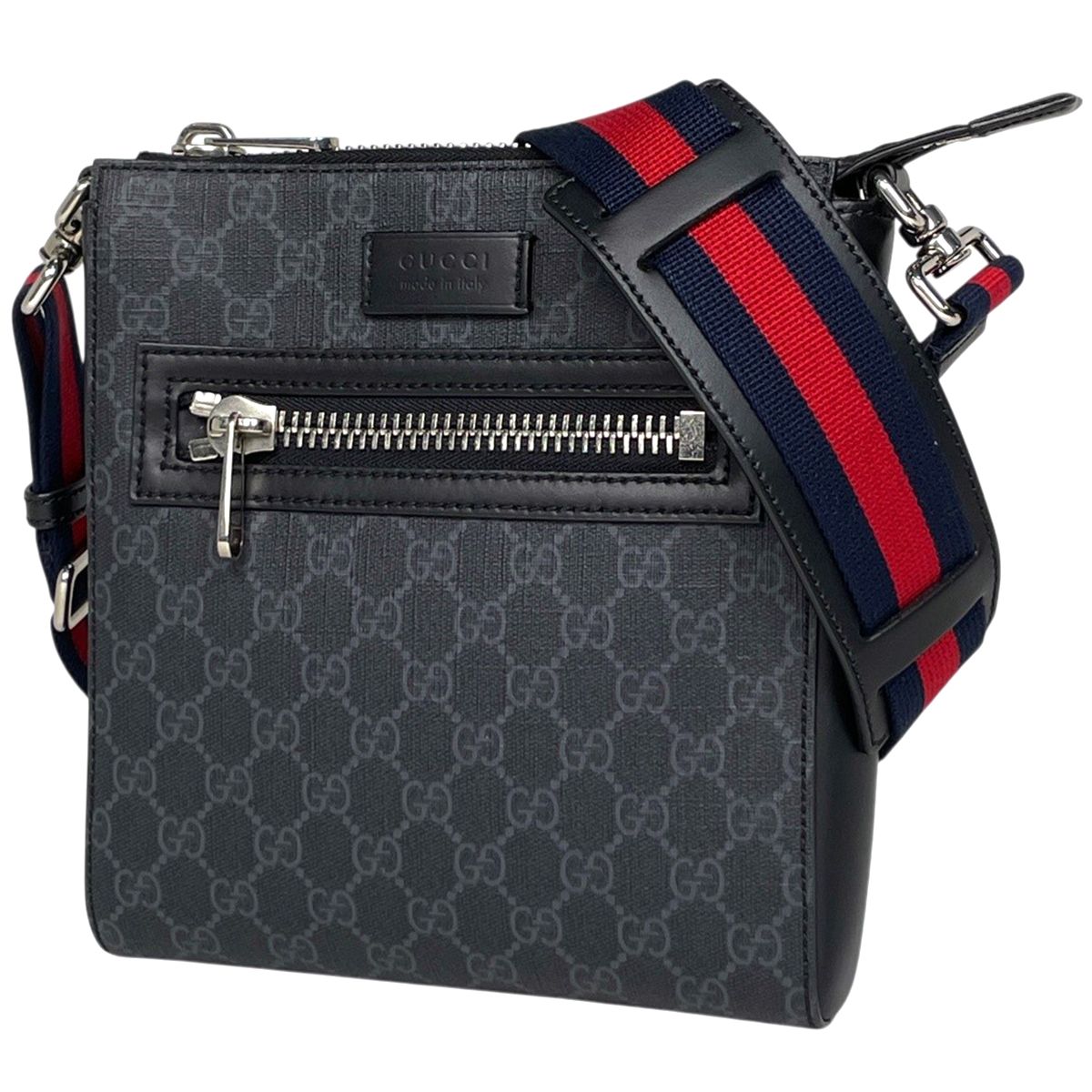 グッチ GUCCI スモール メッセンジャーバッグ シェリーライン ウェブ GGスプリーム ブラック 523599 レディース 【中古】
