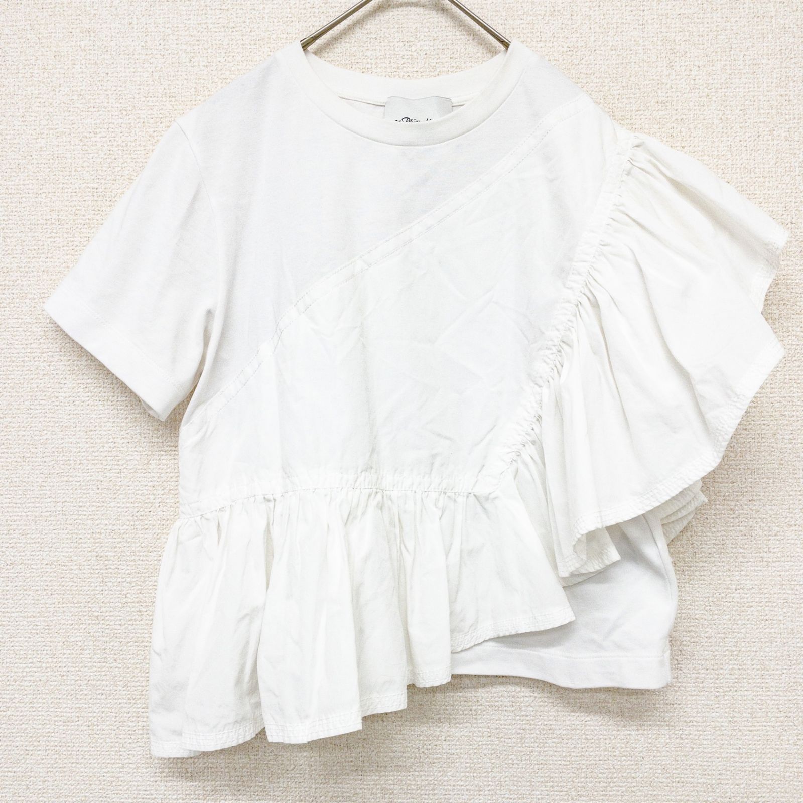 3.1 Phillip Lim スリーワンフィリップリム Tシャツ ブラウス トップス フリル ラッフル ショート コットン ホワイト レディース XS b00320